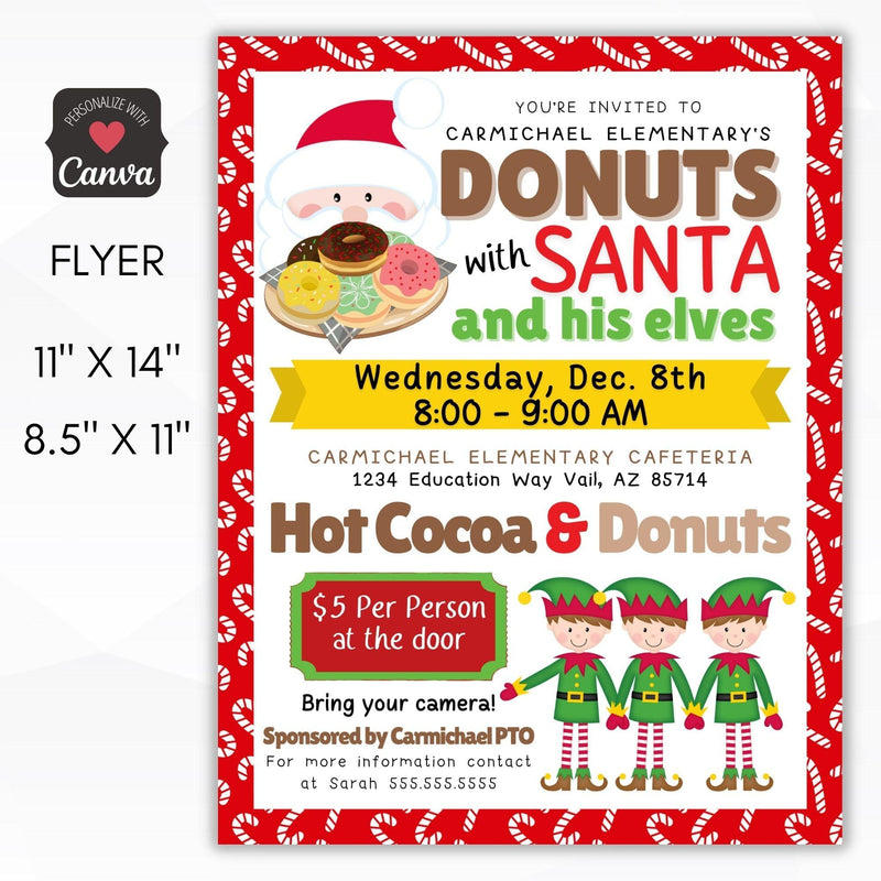 donuts with santa fundraiser flyer invitation