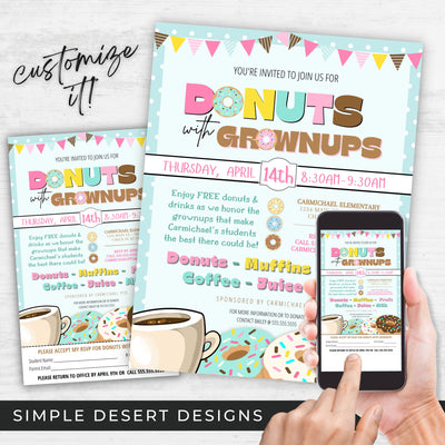 fun donuts with grownups invitation flyers and rsvp form for fun parent engagement ideas