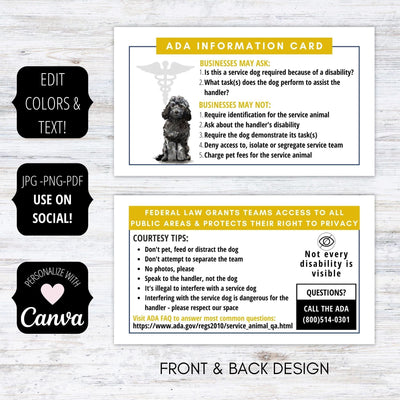 service dog handler ada information card