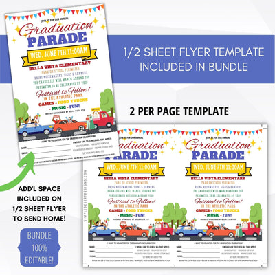 editable graduation parade invite template school pto pta ptc church community celebration event