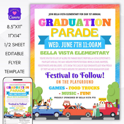 daycare preschool elementary high school drive by graduation parade invitation for social distancing quarantine