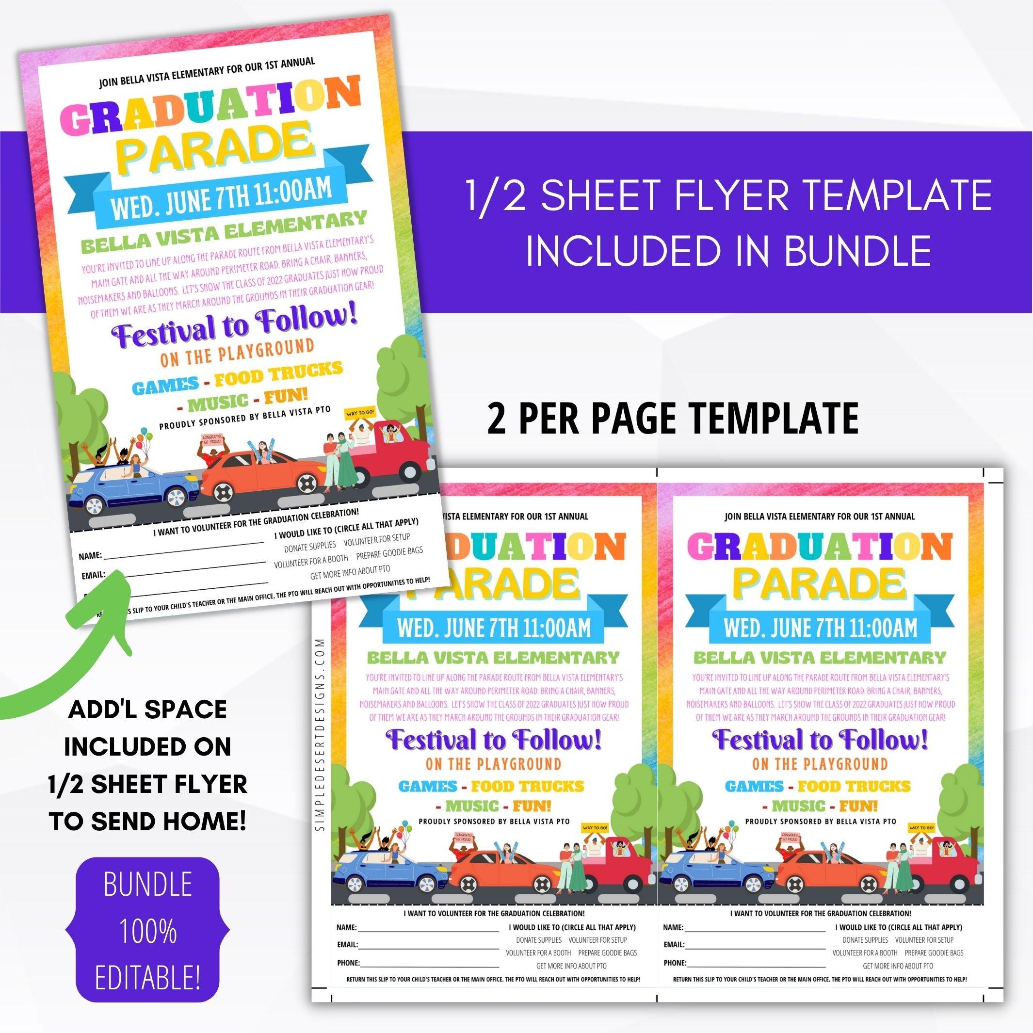 editable graduation parade invite template school pto pta ptc church community celebration event