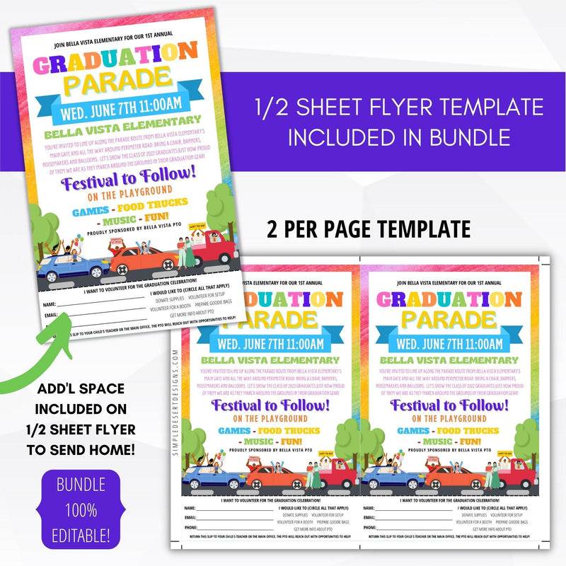 editable graduation parade invite template school pto pta ptc church community celebration event