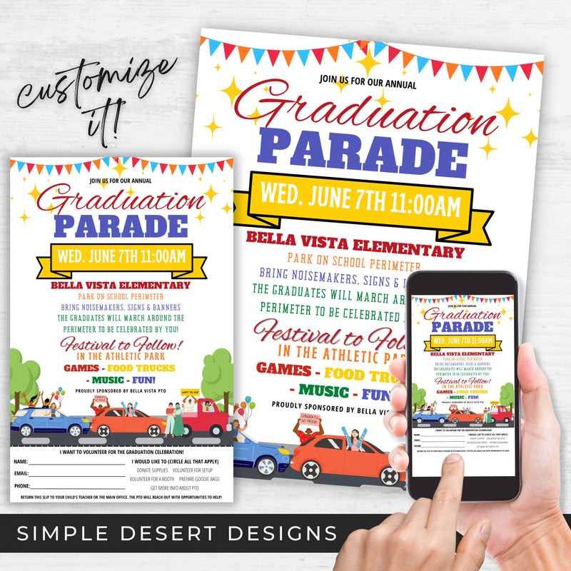 fun festive graduation drive through parade event invitations