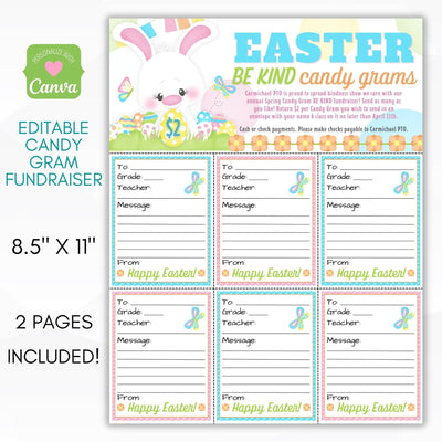 Be Kind Easter Candy Gram Fundraiser Sheet