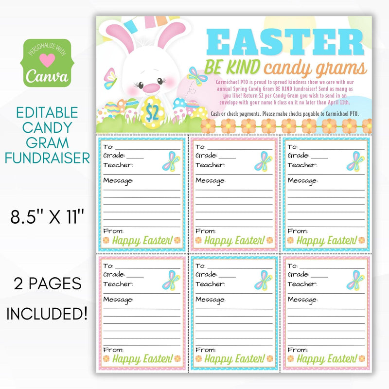 Be Kind Easter Candy Gram Fundraiser Sheet