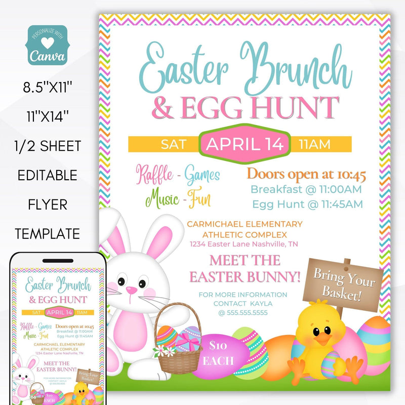 Easter brunch egg hunt flyer set