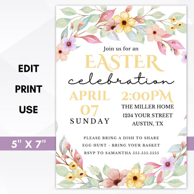 Easter brunch egg hunt invitation template