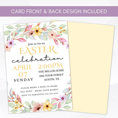pastel floral Easter party invitation