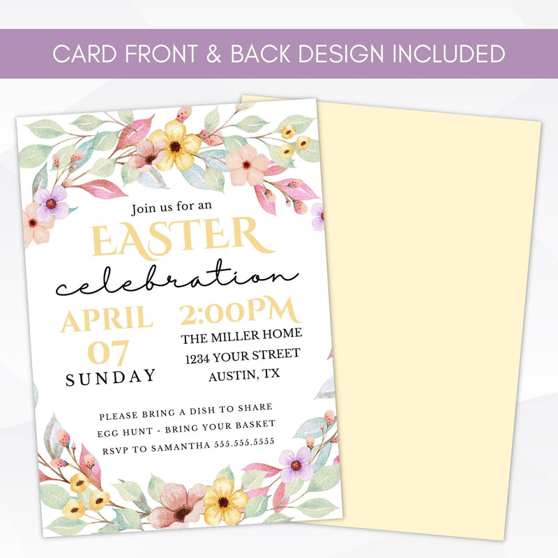 pastel floral Easter party invitation