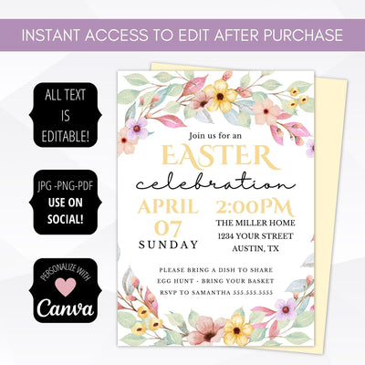 editable Easter party invitation