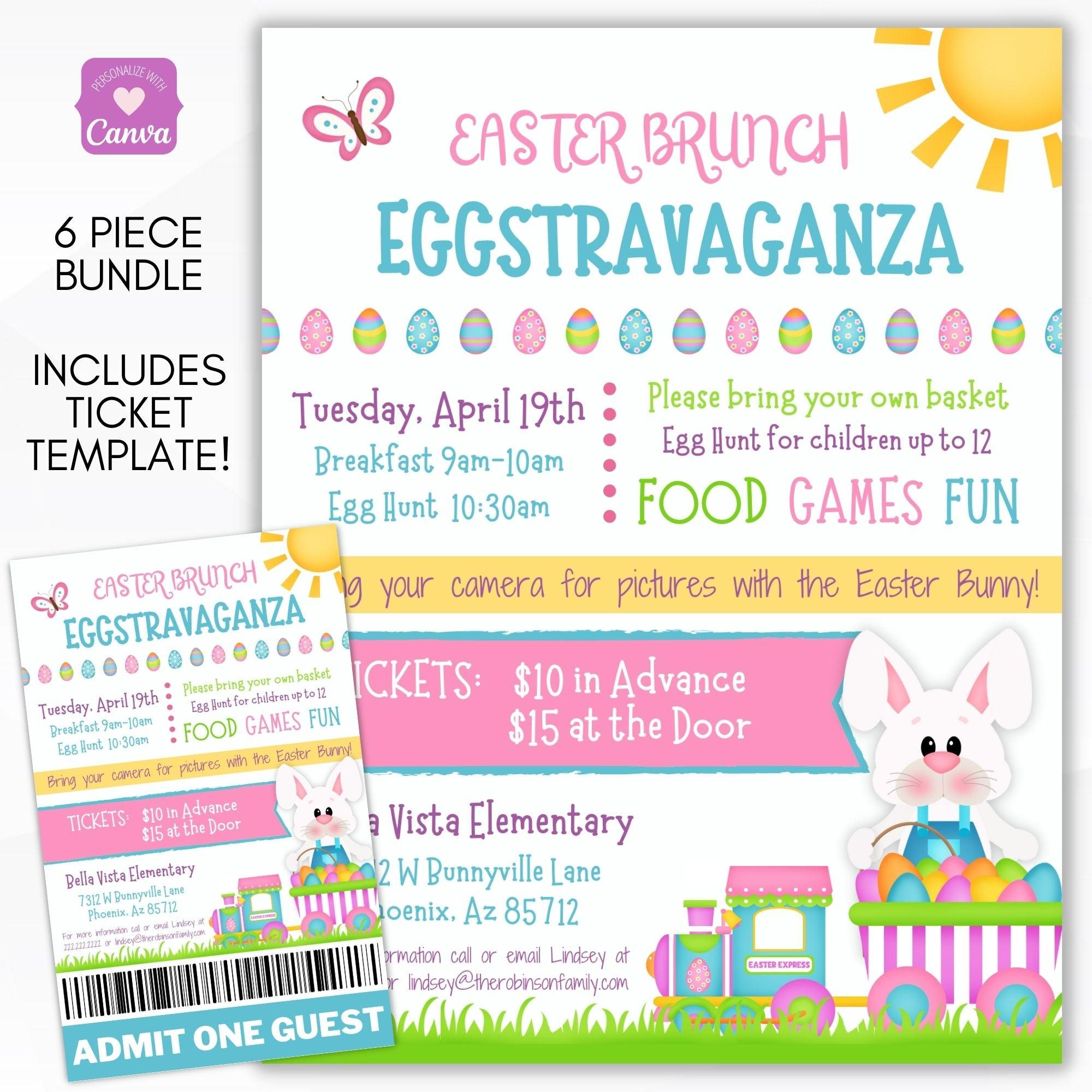 Easter bunny photo egg hunt fundraiser flyer