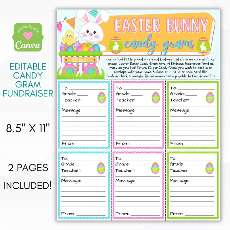 Easter Bunny Candy Grams Fundraiser Sheet