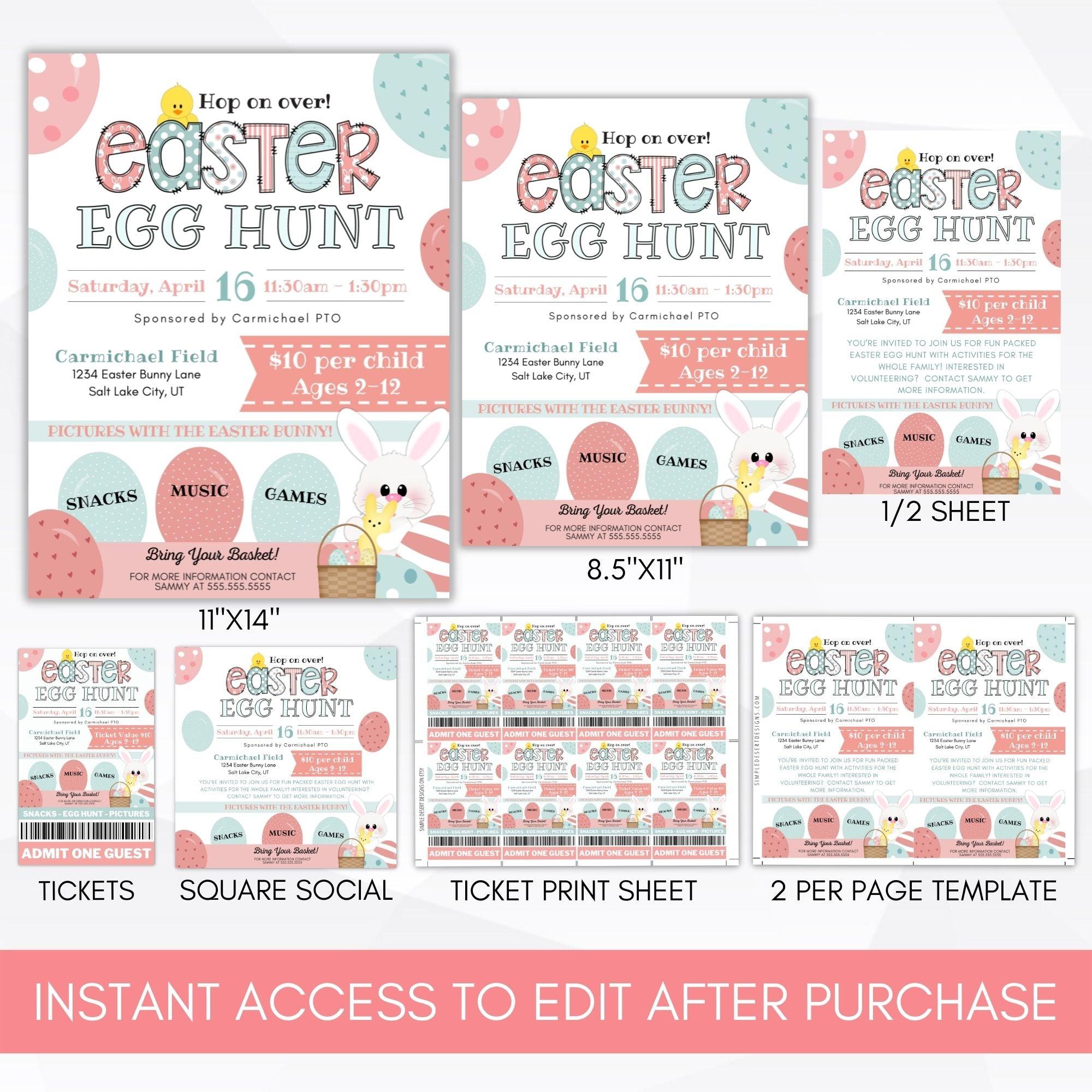 Pastel egg hunt flyer
