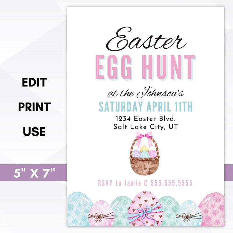 Easter egg hunt invitation template