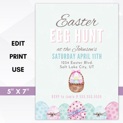 easter egg hunt invitation editable template