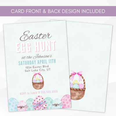 Easter bunny egg hunt brunch lunch luncheon invitation template