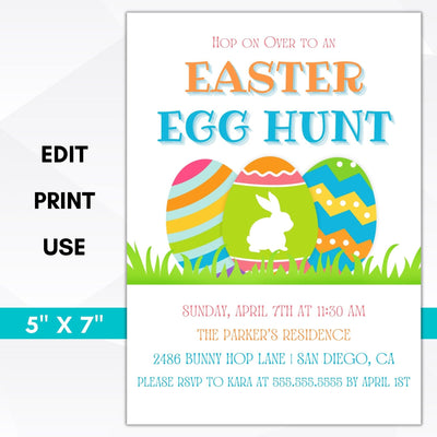 easter egg hunt invitation editable template