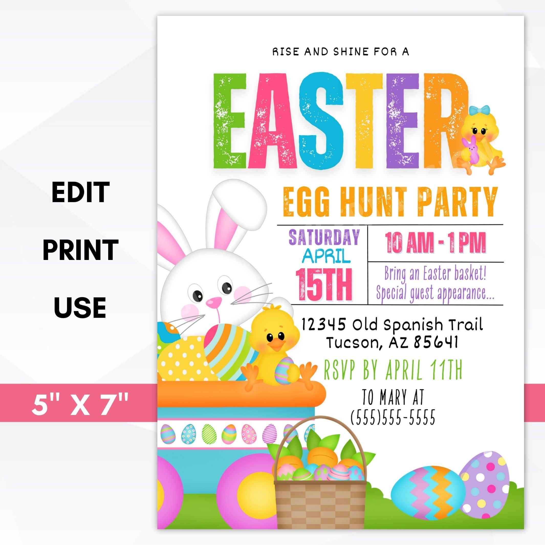 Easter Egg Hunt Party Invitation Editable – Simple Desert Designs