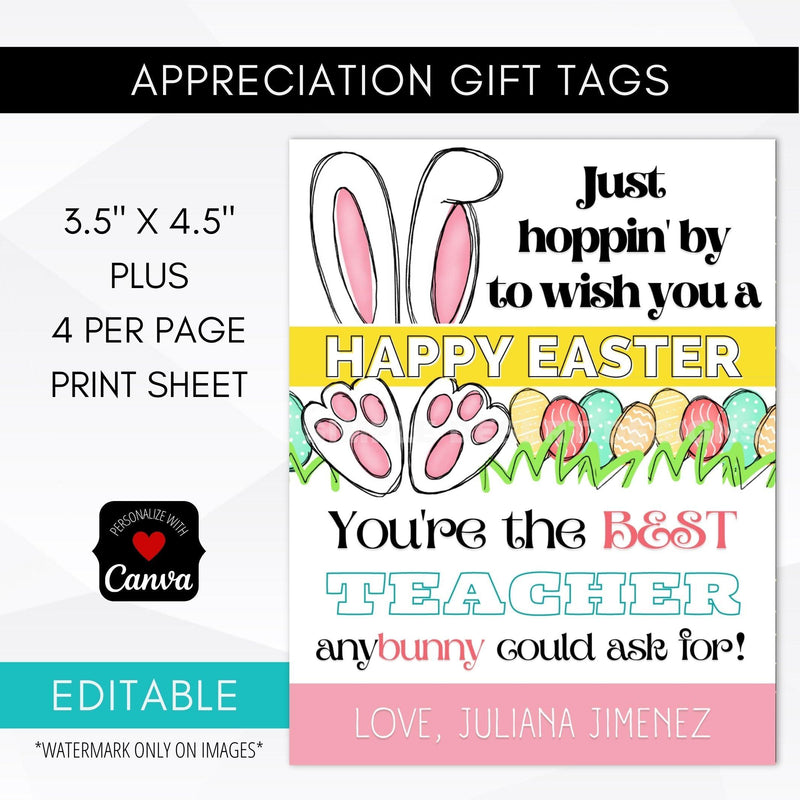 Editable Easter Gift Tag