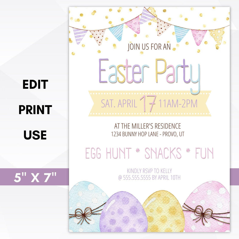 Easter party egg hunt invitations