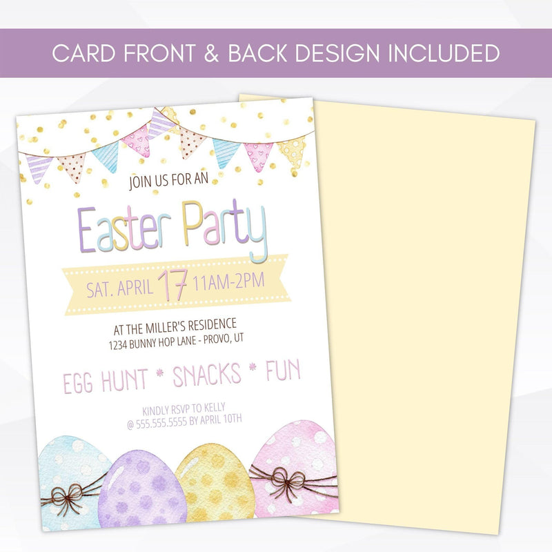 Editable Easter party invitation pastel