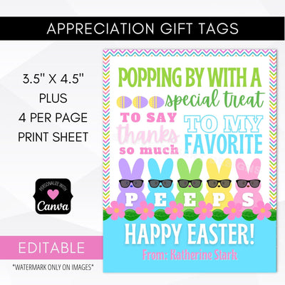 Editable Easter Peeps Gift Tag