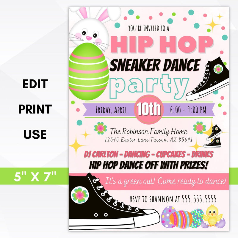 easter sneaker dance party invite