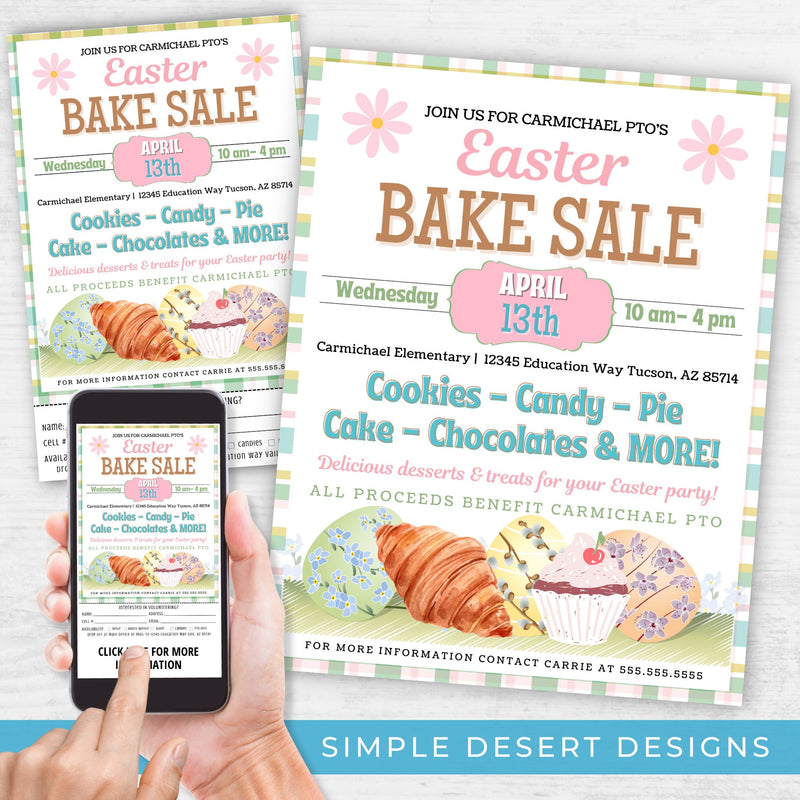 custom easter bake sale flyers for school church or community baked goods sales