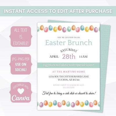 cute easter invitation for any spring party with egg theme