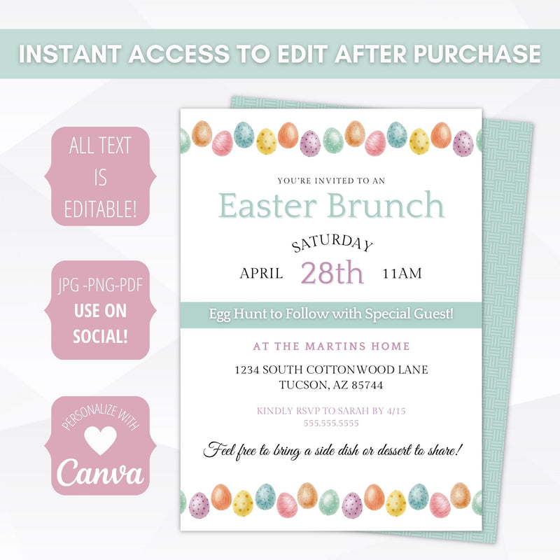 cute easter invitation for any spring party with egg theme