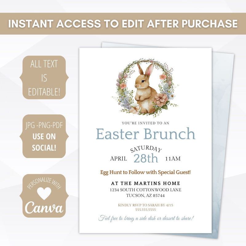 personalize the text on this easter invitaiton and send digital or print