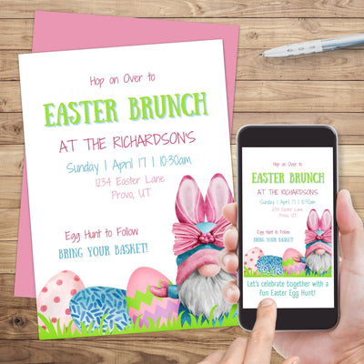 personalized easter brunch luncheon or egg hunt party invitation