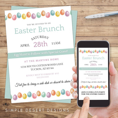 modern easter brunch invitations with personalized text