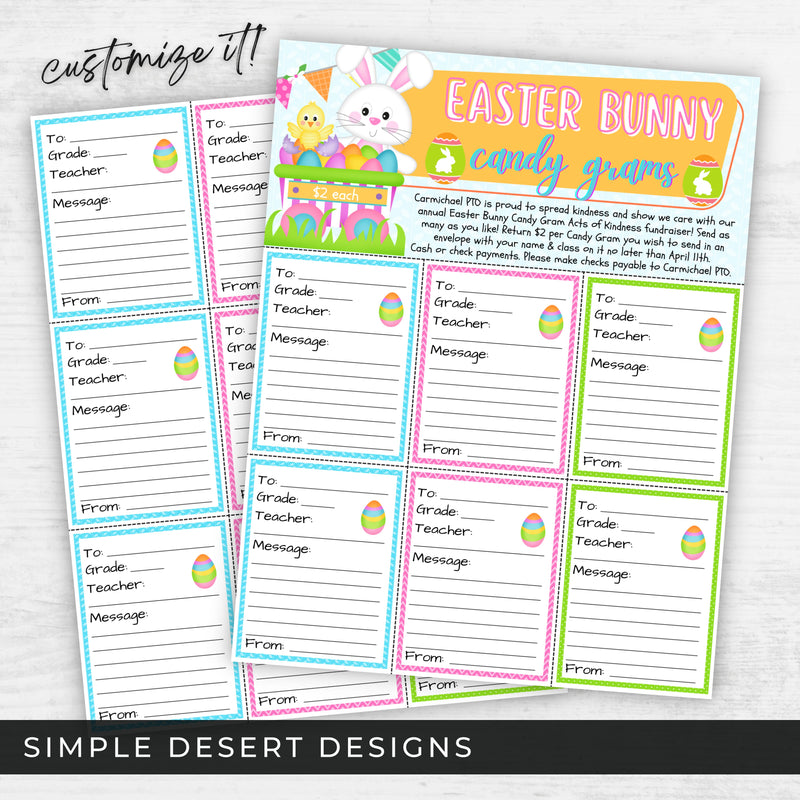 cute easter candy gram sheets for school or church candy gram fundraiser with flyers