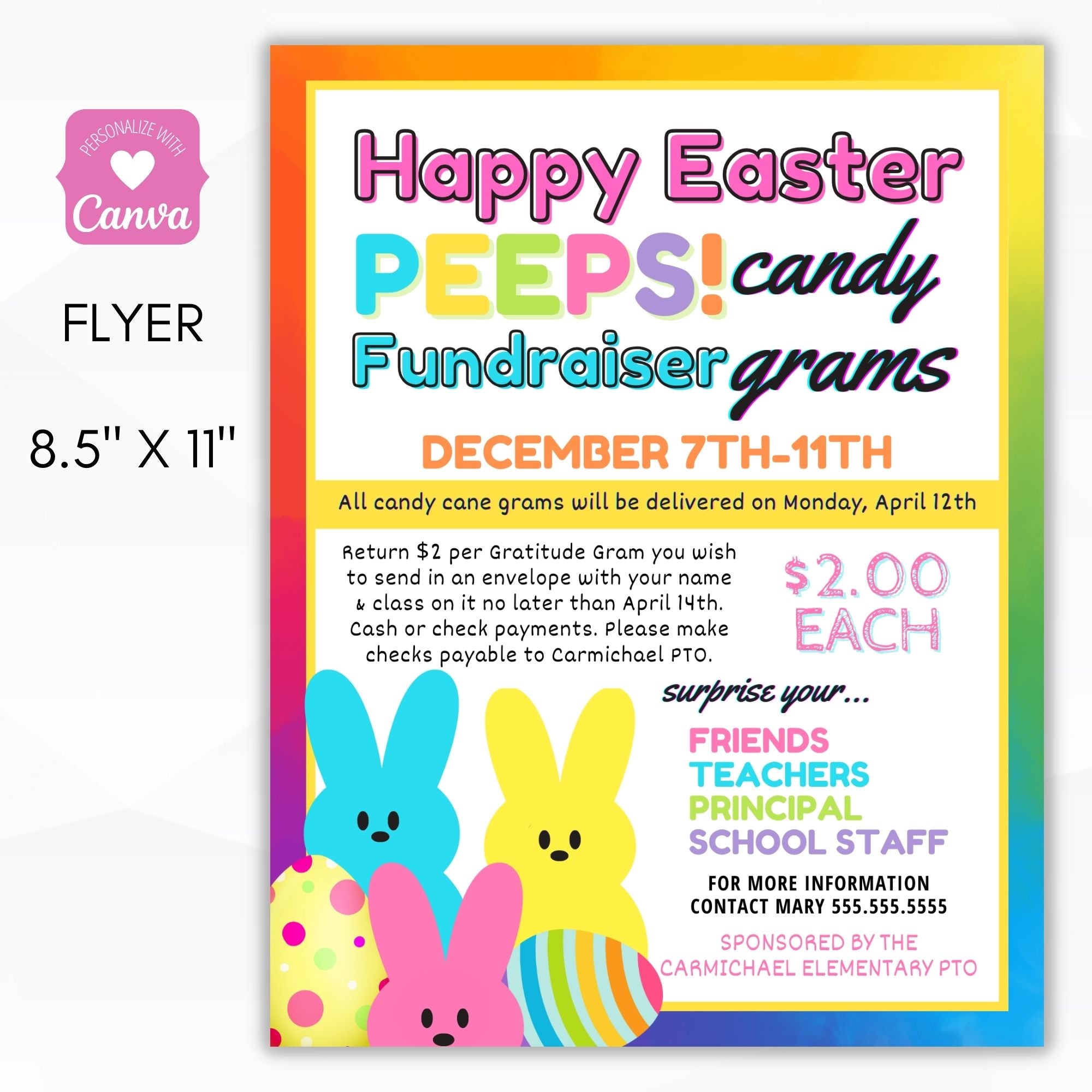 spring rainbow easter fundraiser flyer