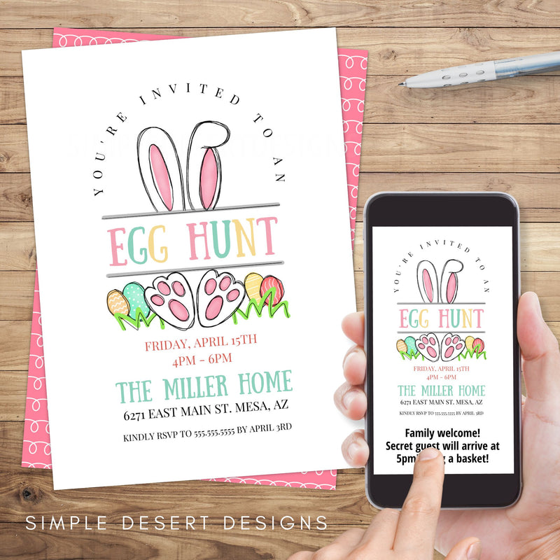 cute easter egg hunt invitation for family easter party invites