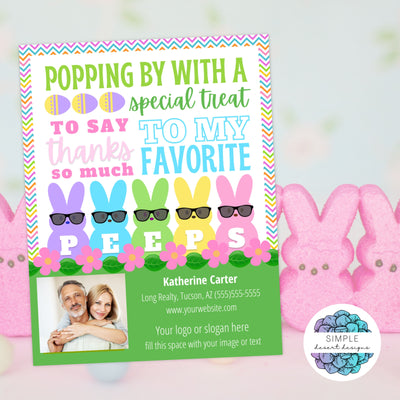 cute easter peeps pop bys tags for realtors with built in business card template