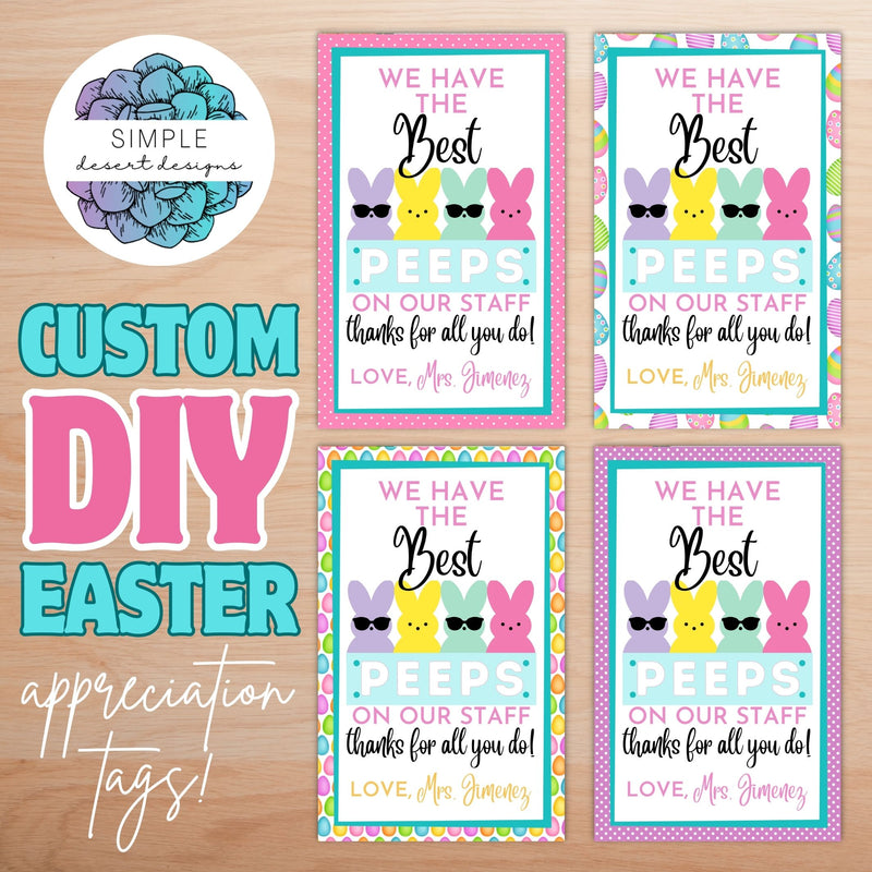 cute peeps marshmallow themed easter teacher nurse employee staff appreciation gift tags for anyone