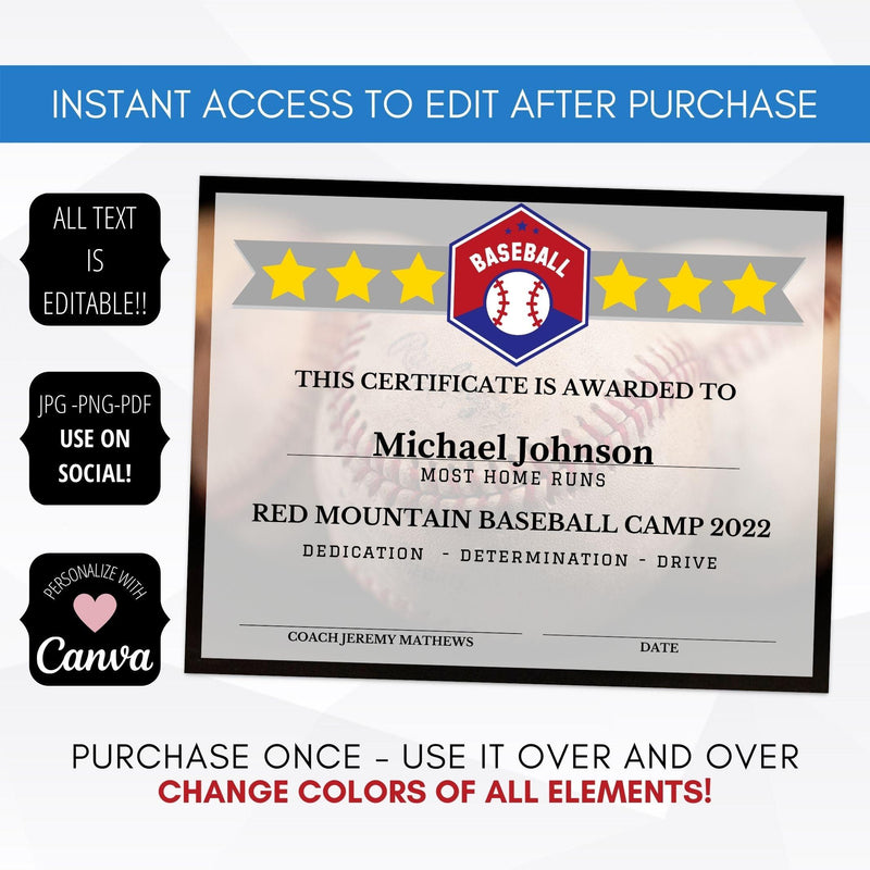 Editable Baseball Awards Simple Desert Designs
