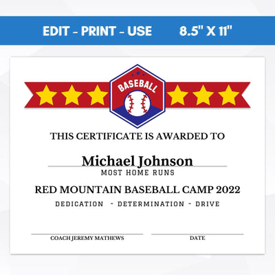 end of season baseball award certificate template school youth club baseball participation award