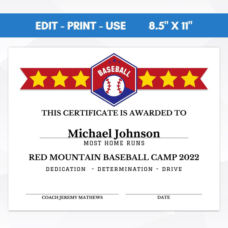 end of season baseball award certificate template school youth club baseball participation award