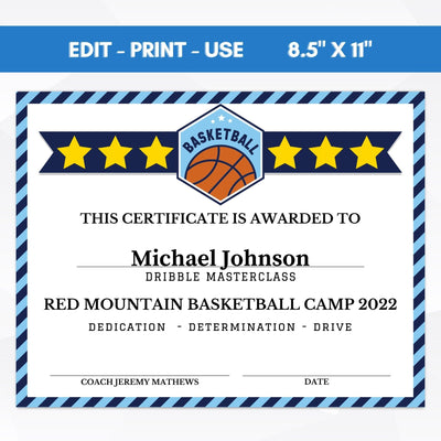 end of season basketball award certificate template school youth club basketball participation award