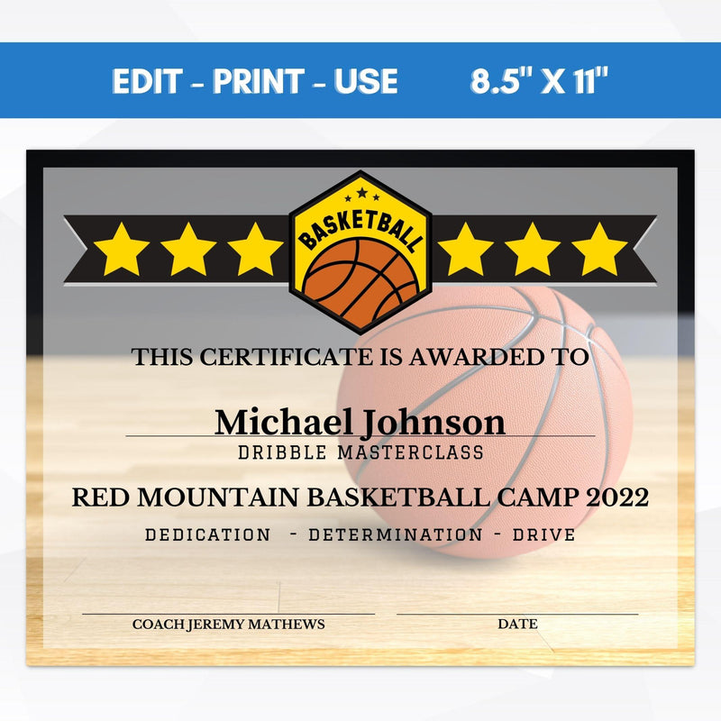 end of season basketball award certificate template school youth club basketball participation award