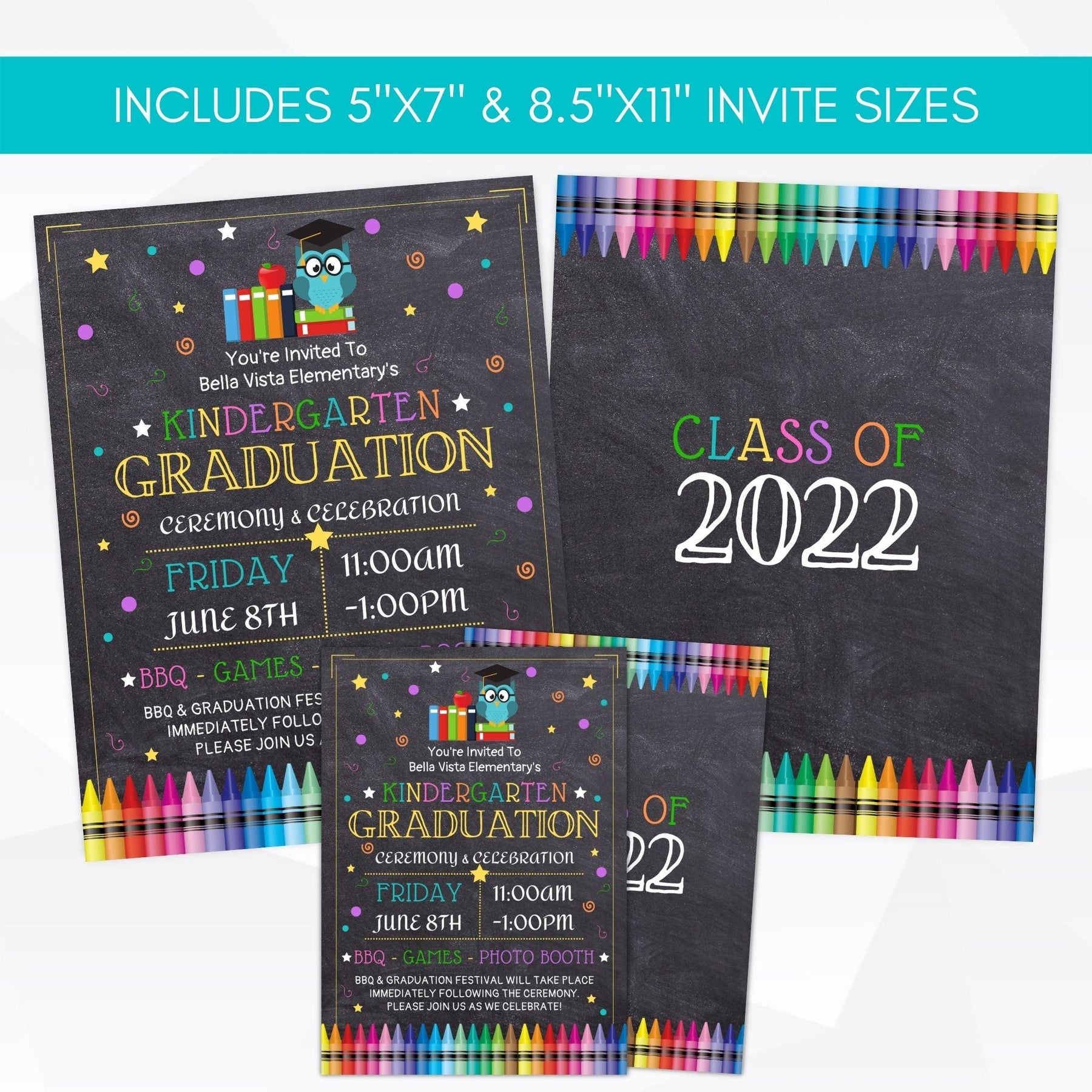 Kinder Invit Kindergarten Graduation Invitation Set – Simple Desert Designs