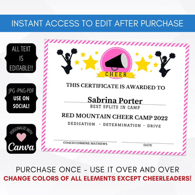 cheerleader award ceremony certificates printable end of season cheer