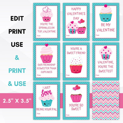 cupcake valentines cards for kids