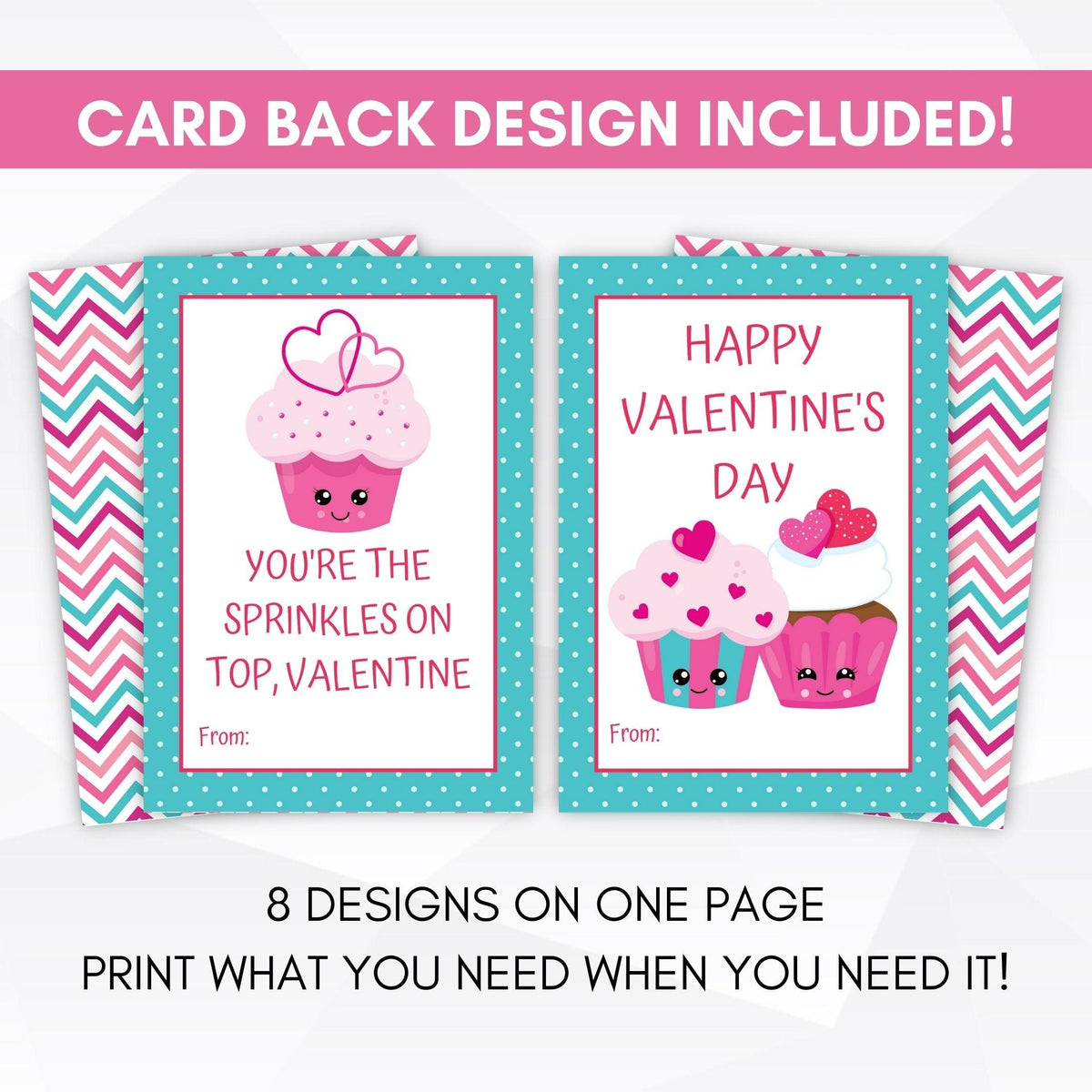 Editable Cupcake Valentine Cards - Simple Desert Designs
