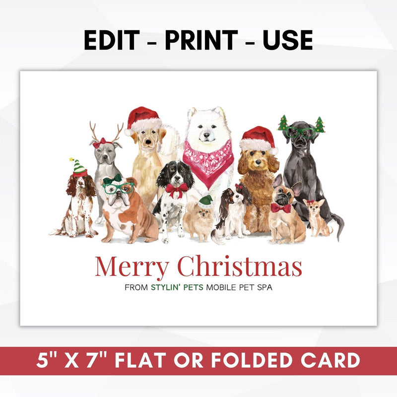 corporate Christmas card template dogs