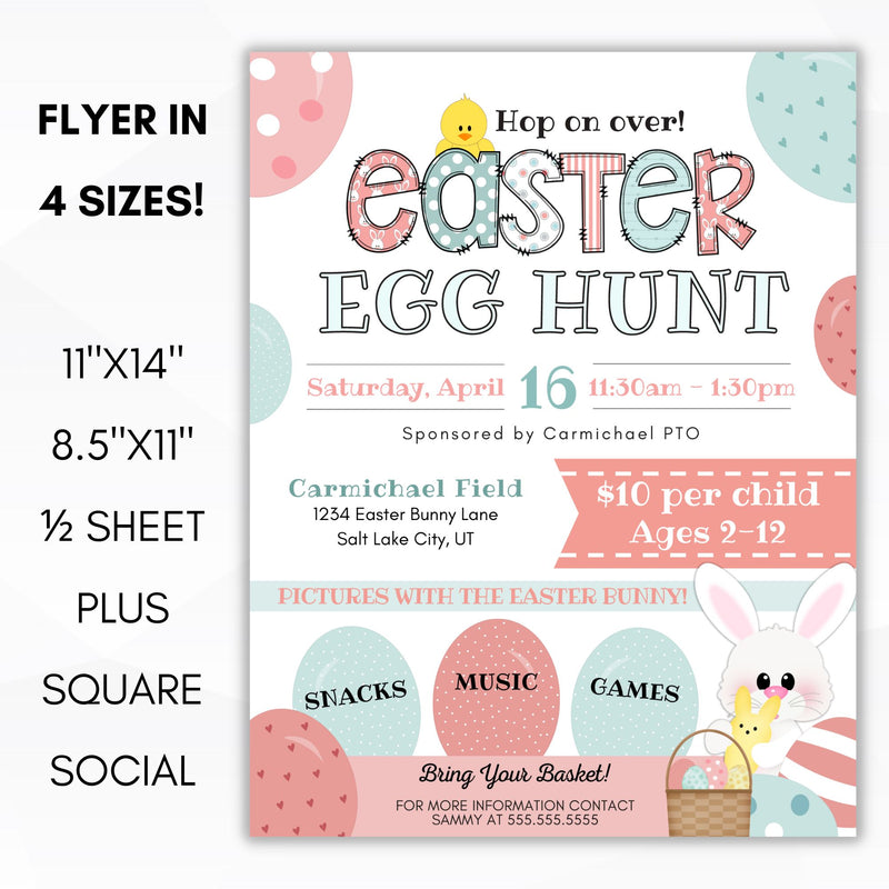 Easter Egg Hunt Flyer Sign Ticket Bundle